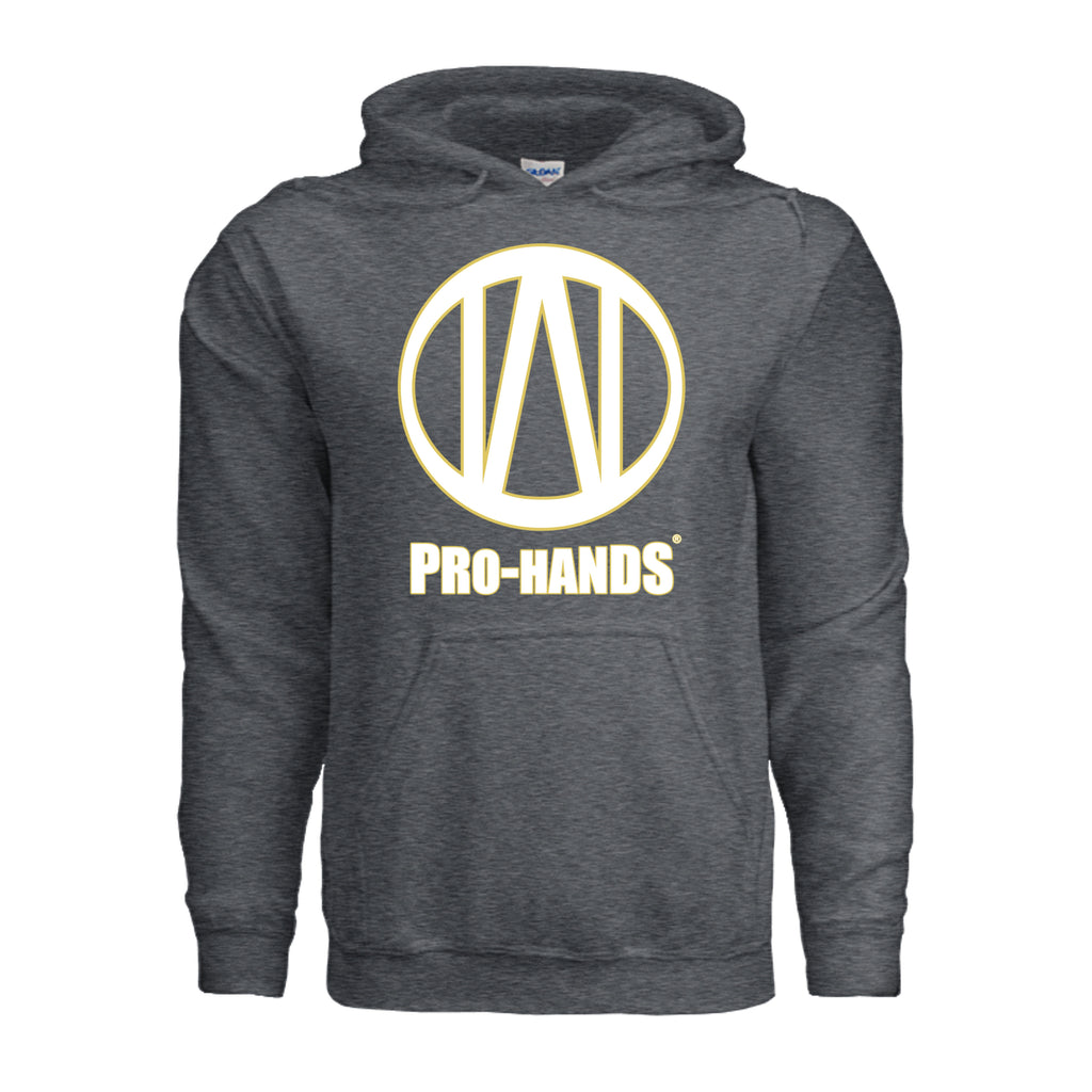 PRO-HANDS Adult Heavy Blend Logo Hoodie in Dark Heather - front view