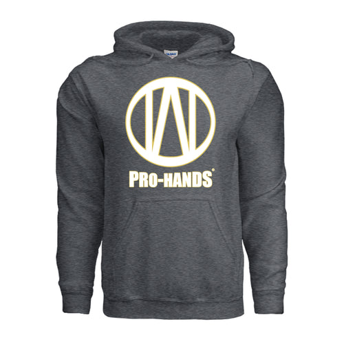 PRO-HANDS Adult Heavy Blend Logo Hoodie in Dark Heather - front view