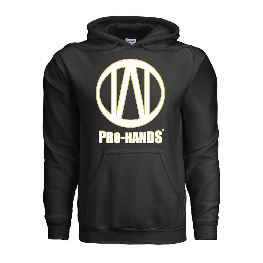 PRO-HANDS Adult Heavy Blend Logo Hoodie in Black - front view