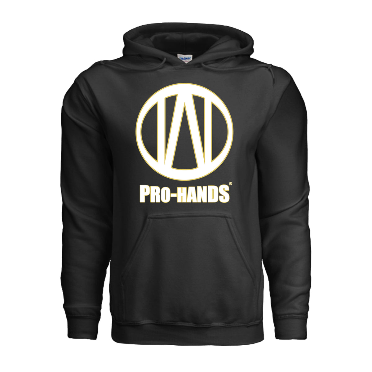 PRO-HANDS Adult Heavy Blend Logo Hoodie in Black - front view