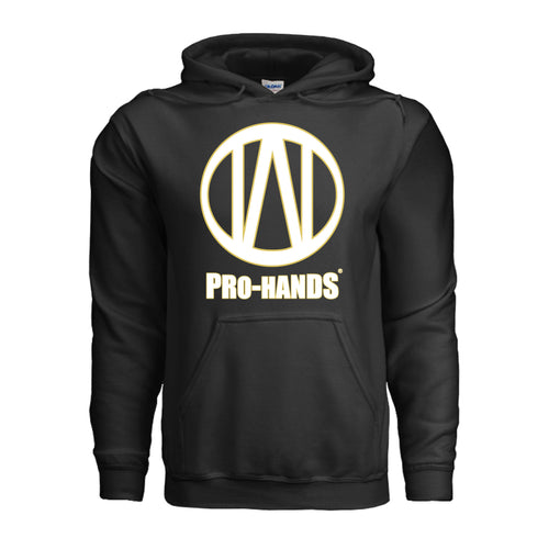 PRO-HANDS Adult Heavy Blend Logo Hoodie in Black - front view