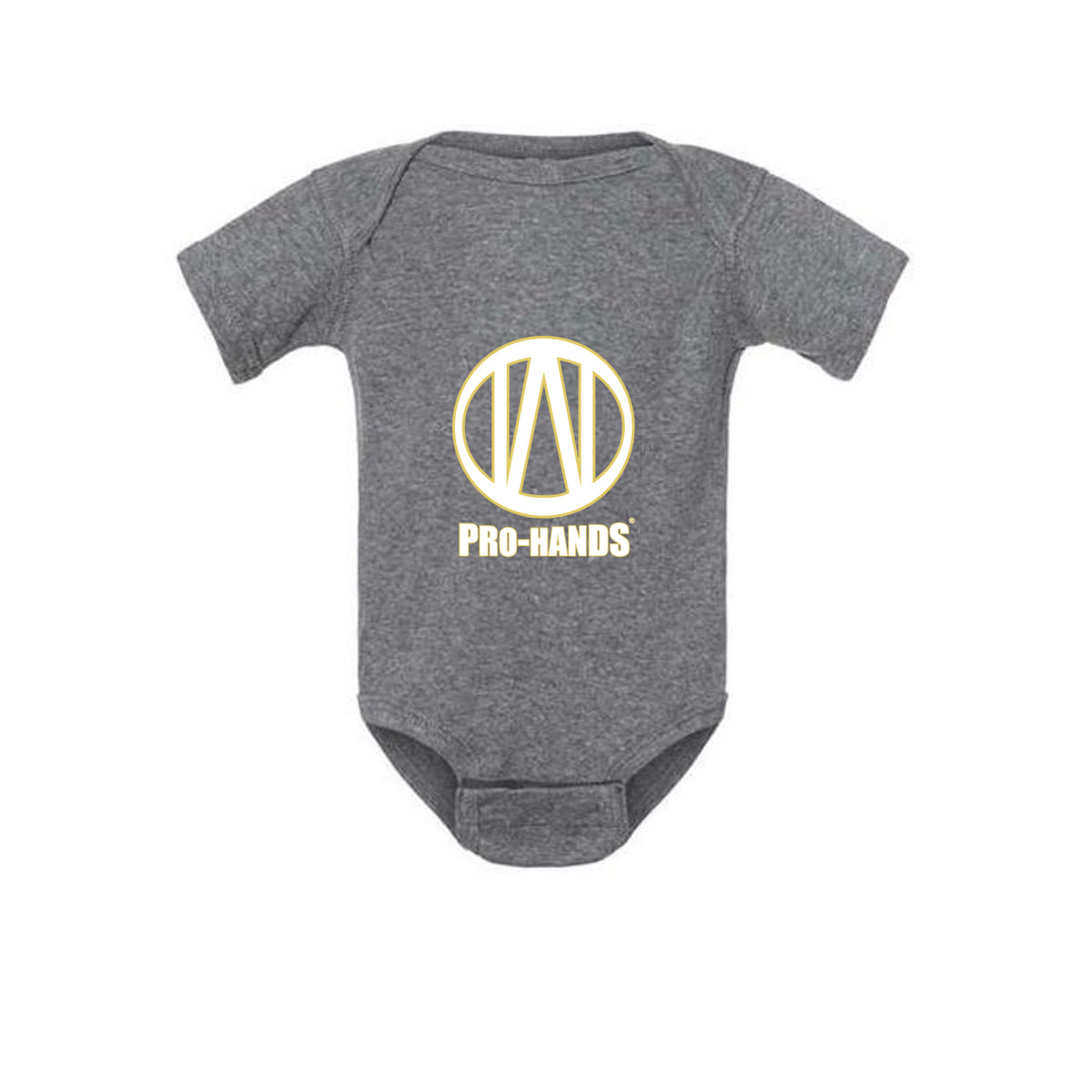 PRO-HANDS Baby Logo Bodysuit in Granite Heather - front view