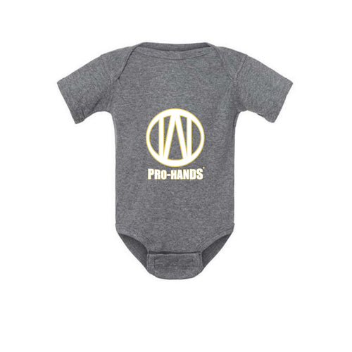 PRO-HANDS Baby Logo Bodysuit in Granite Heather - front view