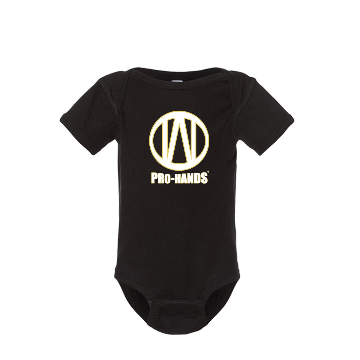 PRO-HANDS Baby Logo Bodysuit in Black - front view